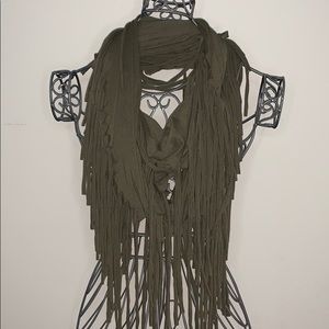 Olive Green Fringe Scarf
